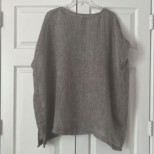 Eileen Fisher Bateau Neck Caftan in Organic Linen Gauze/Size Small/Color Natural